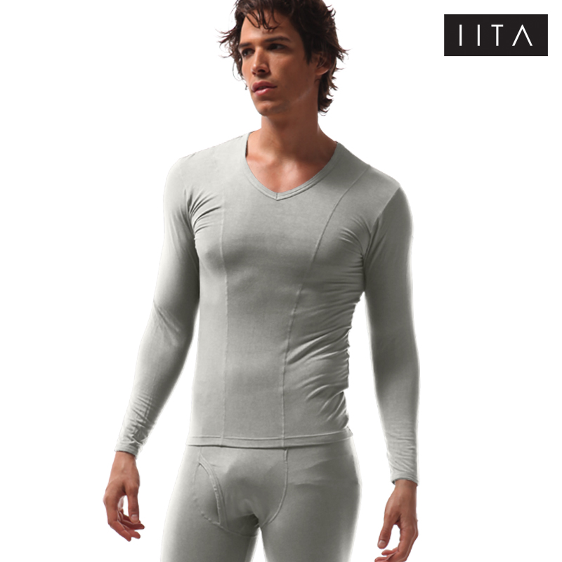 Iita thermal underwear male underwear modal V-neck thin male long johns long johns thermal set