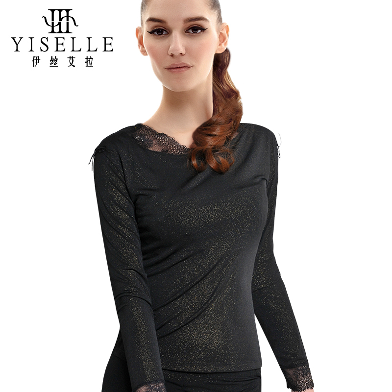 Illusiveness V-neck lace decoration body shaping beauty care thermal basic top 5324