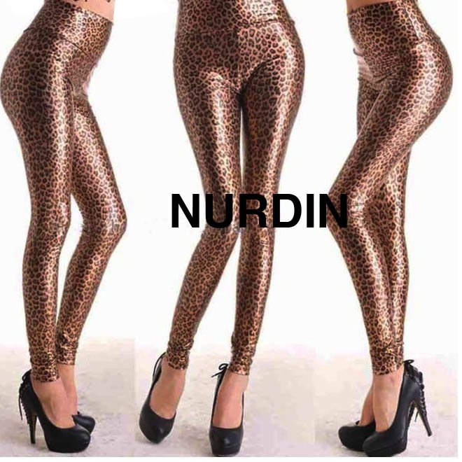 imitation leather leggings 2012 Hot sale New designer Women's modern  Newly SEXY leopard  high Rise tights leather trousers