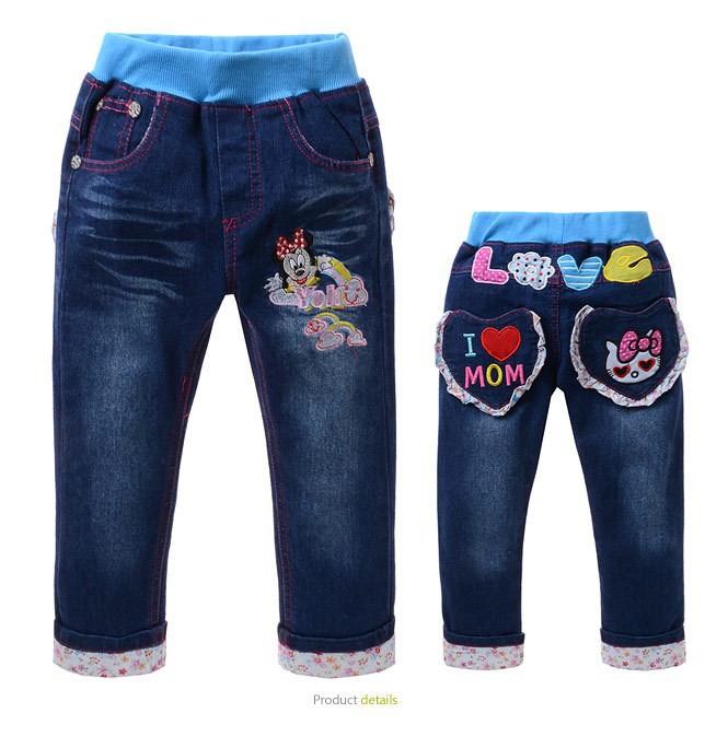 In 2013 the new denim blue, embroidered cotton washing water cowboy pants