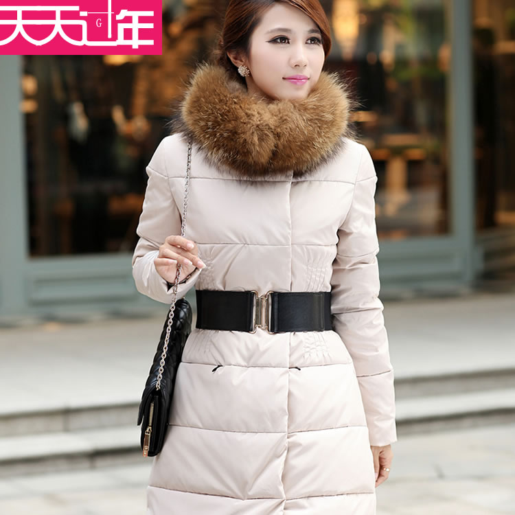 In stock 2012 down coat large fur collar down coat female medium-long slim