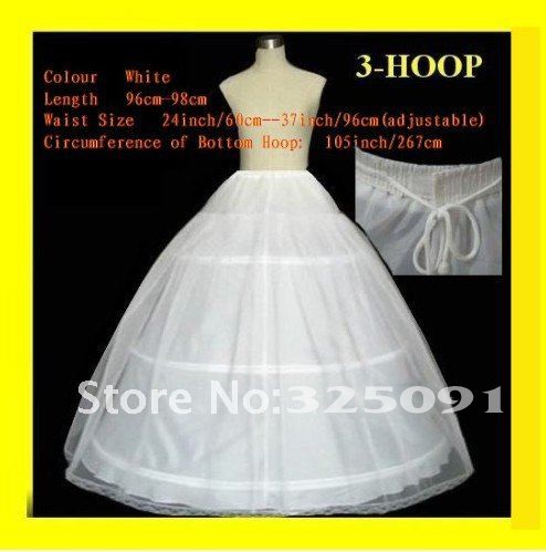 In stock 2013 3 Hoops 1T Wedding Accessories Petticoat Adjustable Waist for Ball gown Wedding Dresses High Quality Custom Made