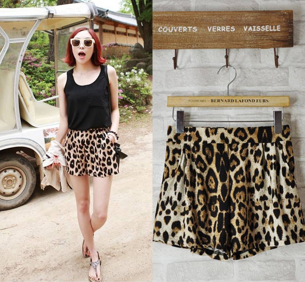 In stock 2013 Spring Fashion Women Cozy Leopard Print  Shorts Hot Short Beach Pants S-L Freeshipping