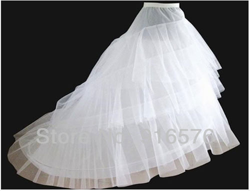 In Stock 3 Layers Elastic Waist 65cm-85cm Bridal gown Wedding Accessory White Petticoat Matching memaid Long Train Style