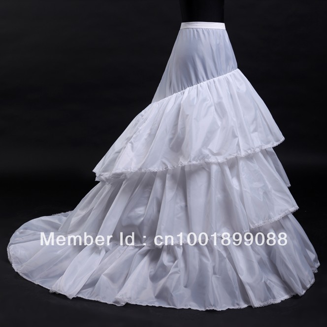 In Stock High Quality 3 Hoops 3 Layers Underskirt Crinoline Wedding Dress Chapel Train Petticoat