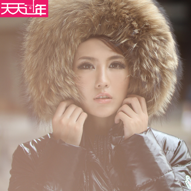 In stock new year Meso ncler slim large fur collar down coat female medium-long