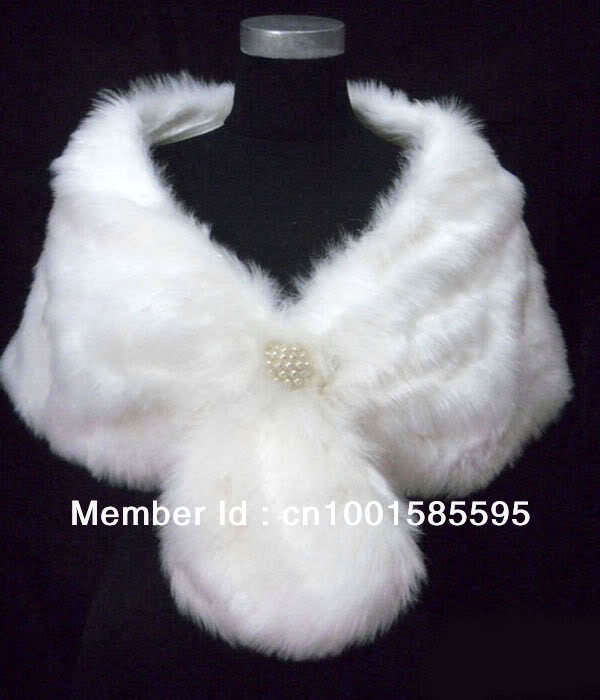 In stock, Wholesale ,Hot White/Ivory Faux Fur Wrap Bridal Shawl Wedding Shrug Bolero Stole Jacke