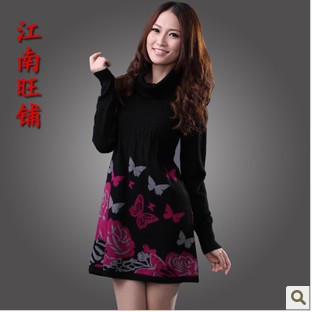 In the han grows tall wide upset long-sleeved dress show brought sweater