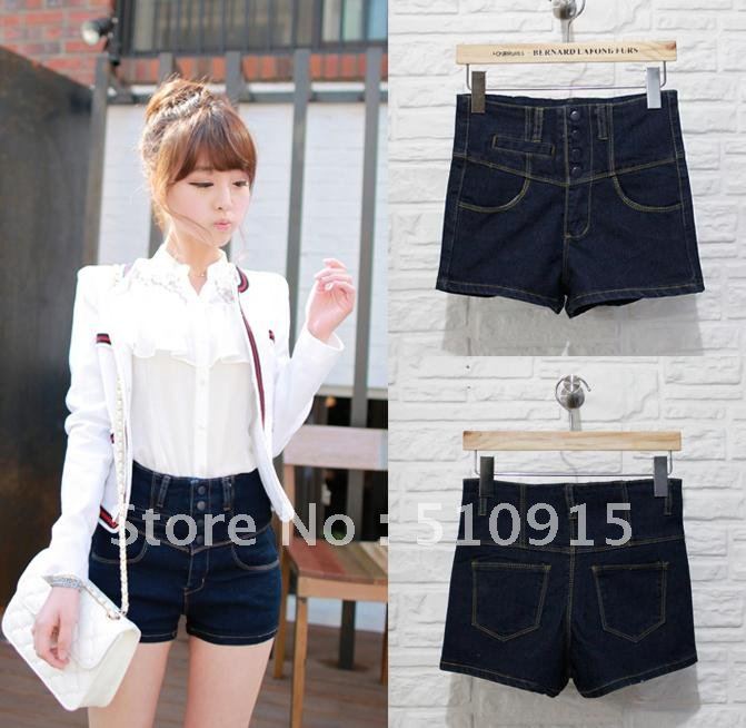 In the summer of 2012 to restore ancient ways tall waist bull-puncher knickers summer new hot pants show thin dark blue shorts
