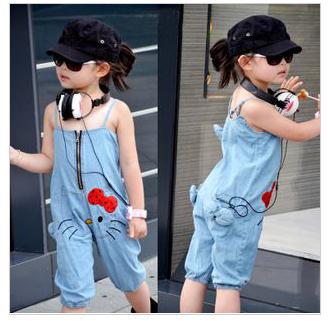 In the summer of 2013 korean edition style children's wear cute bow suspenders braces jumpsuits