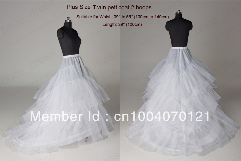 Increase NEW Slip A line 2 hoop Chapel With Train Bridal Crinoline & Hoops Petticoat  XSG004