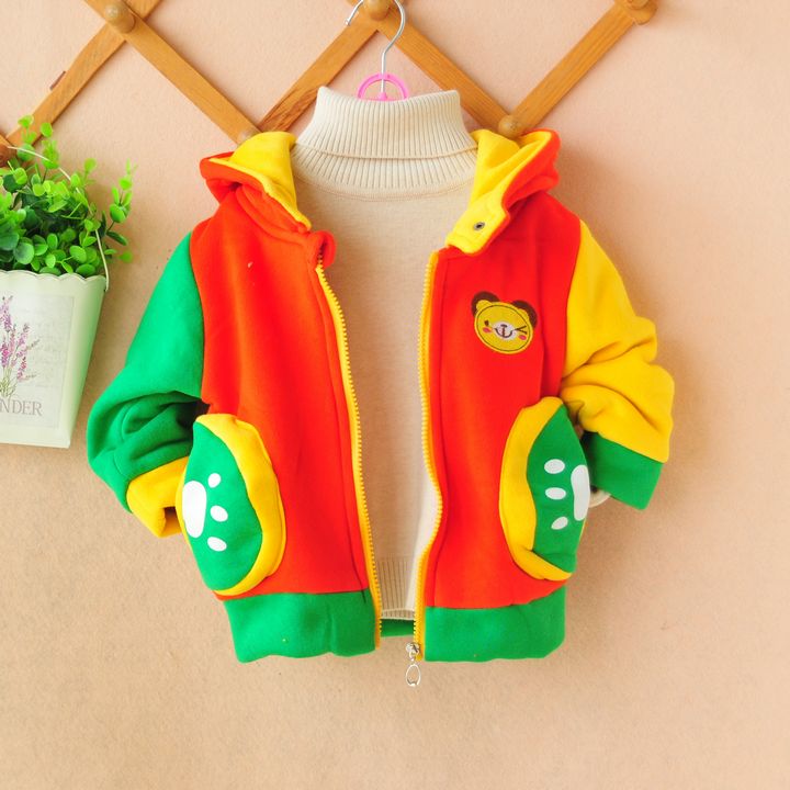 Infant autumn and winter 1 2 3 male thickening thermal outerwear bear zipper sweatshirt 1211