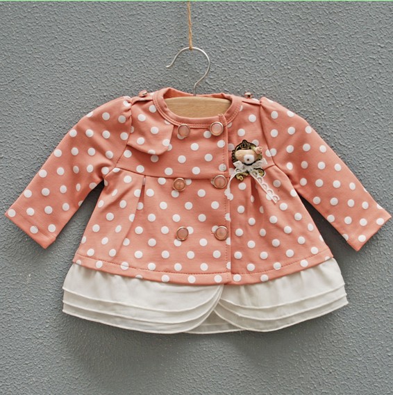 Infant child outerwear female top polka dot trench 2013 d5