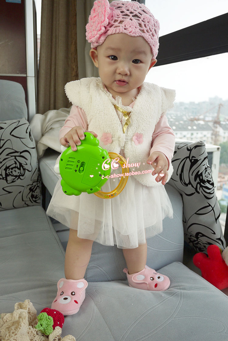 Infant children autumn and winter female child baby plush cardigan elegant princess kaross short design top