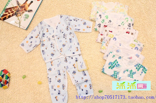 Infant children baby summer short-sleeve set of underwear and underpants monk clothing sleepwear 100% cotton cartoon