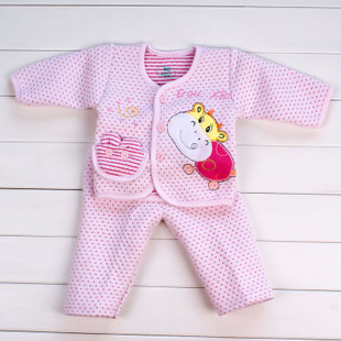 Infant male cotton-padded thickening underwear cardigan twinset dual lines, thermal underwear c100