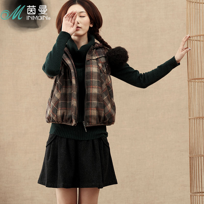 INMAN 2012 winter leather mosaic pumping thread wadded jacket vest female vest a824072456