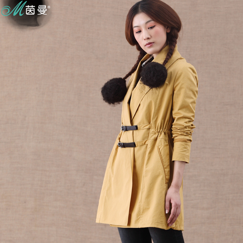 INMAN 2013 spring 100% cotton brief slim waist buckle decoration trench female outerwear 8310410128