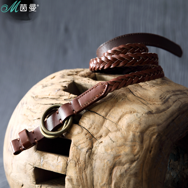 INMAN 2013 spring cowhide leather twisted knitted head personality strap female belt 8311600318