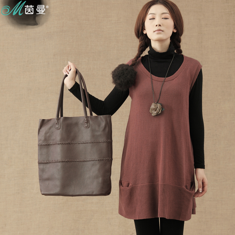 Inman INMAN 2012 autumn female 100% cotton a loose sleeveless pullover sweater d823132435