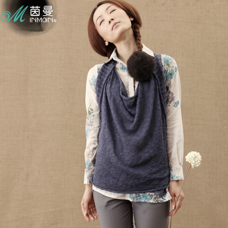 Inman INMAN 2012 autumn fluid all-match elastic patchwork knitted sweater vest female 823132853