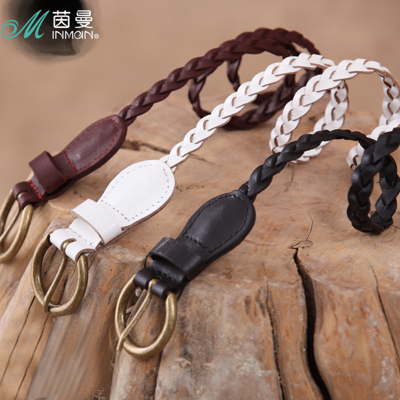 Inman INMAN 2012 summer twisted knitted bow genuine leather female belt 822160655