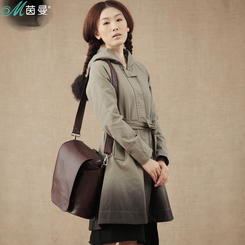 Inman INMAN 2012 winter female dip dyeing belt with a hood trench outerwear d823062342