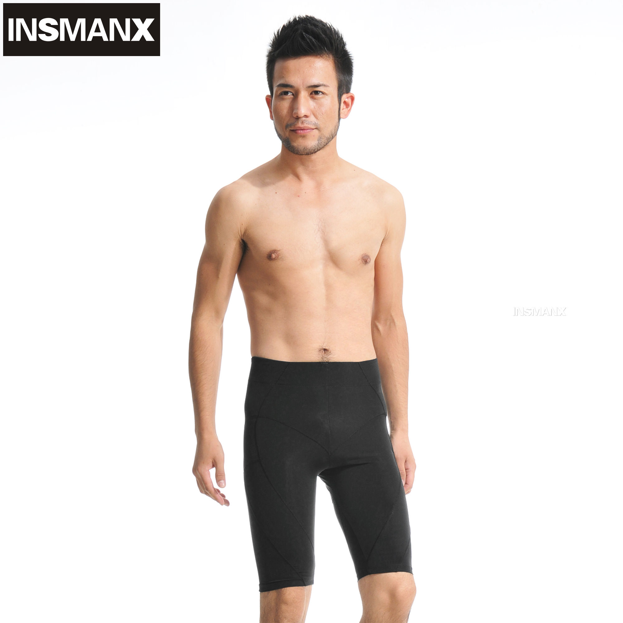 Insmanx male body shaping pants sports body shaping knee-length pants fitness pants stovepipe tights