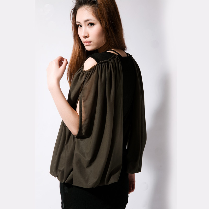 Instant 2013 spring and summer plus size strapless chiffon shirt fashion bat t-shirt female loose short-sleeve shirt