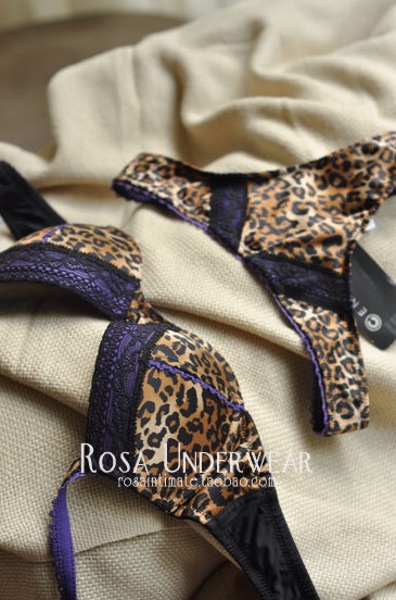 Interdiffused b11 e sored leopard print underwear bra set 75a80b