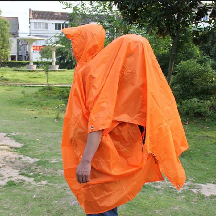 Interdiffused outdoor three-in multifunctional hiking raincoat cloth mat