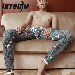 Intouch fashion flower chinese style male tight low-waist thermal long johns