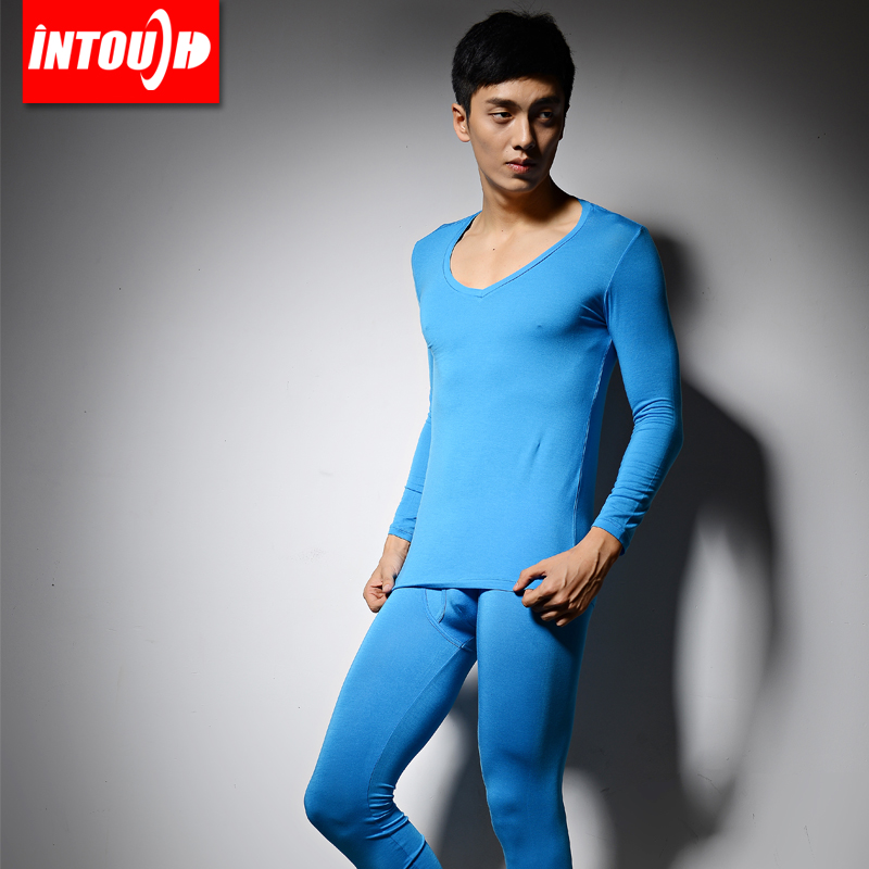 Intouch male thermal underwear V-neck modal thermal set male underwear thin