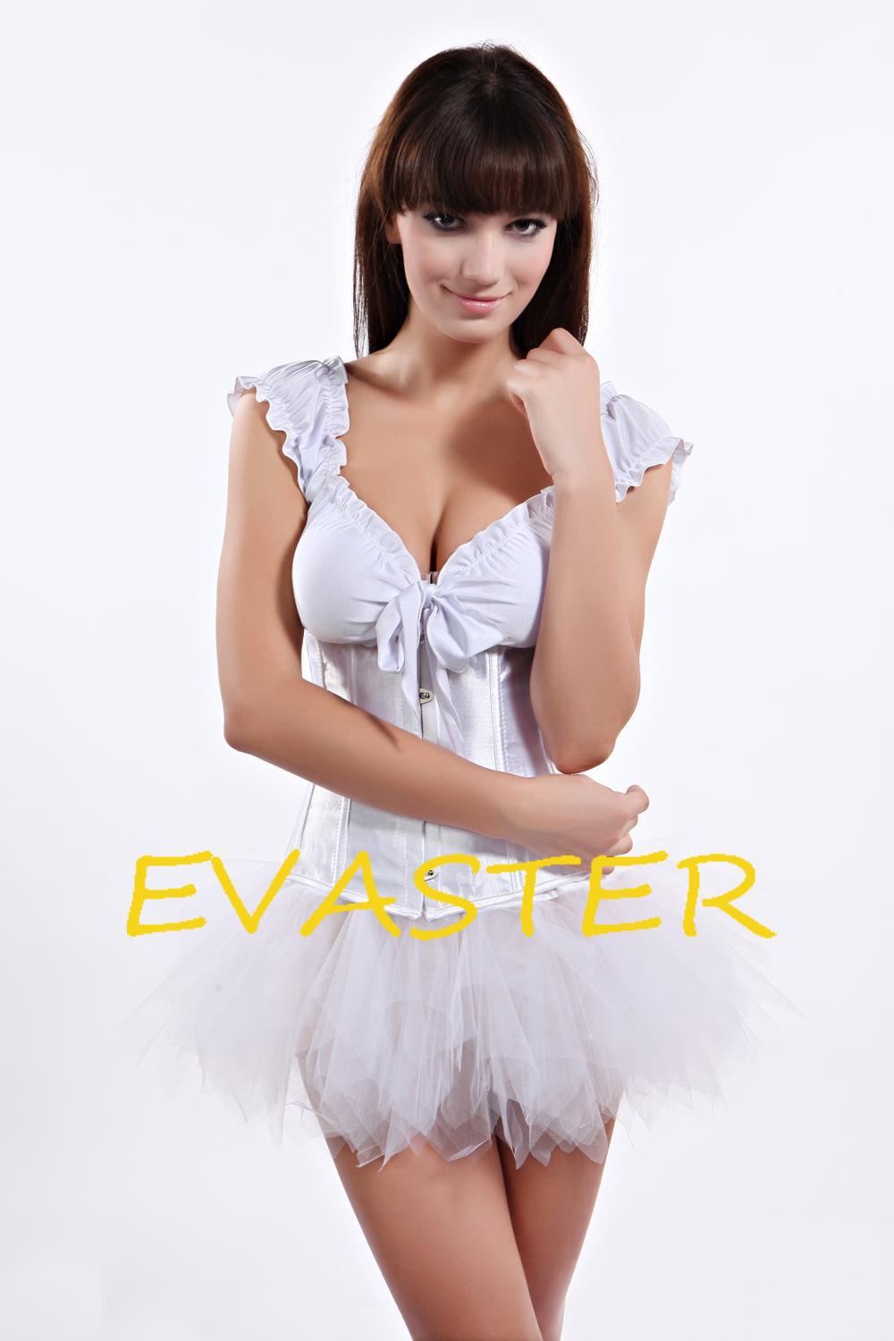 Intriguing  hotsale  White Burlesque sexy  underbust corsets women