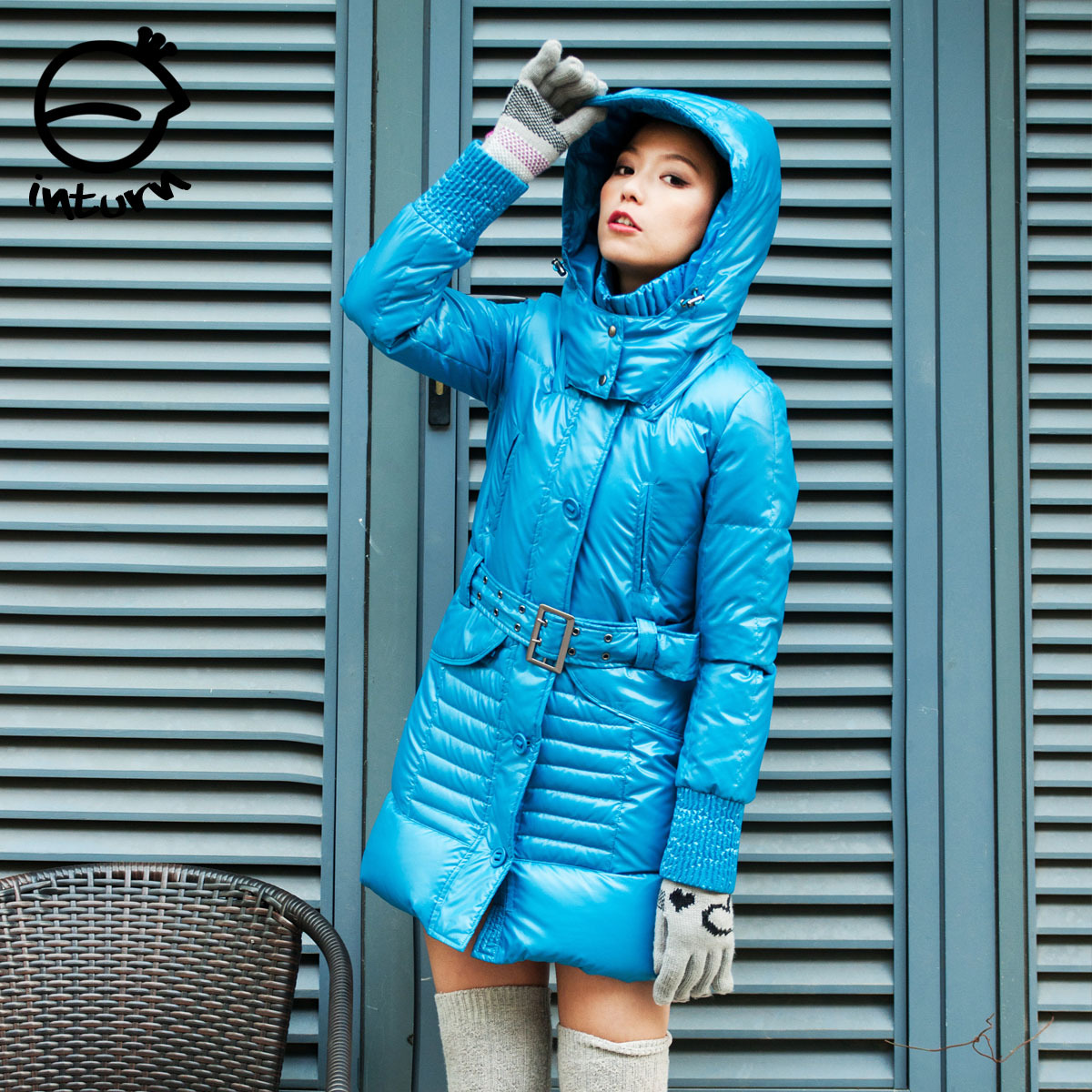 Inturn 14m1382 winter new arrival women's medium-long thermal windproof 90 thickening down coat white duck down