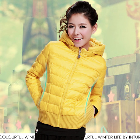 Inturn women's down coat female short design slim candy color