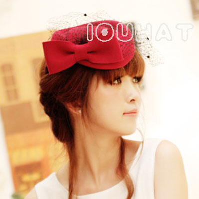 Iouhat fashion vintage hat woolen hat female red bride hair accessory beret