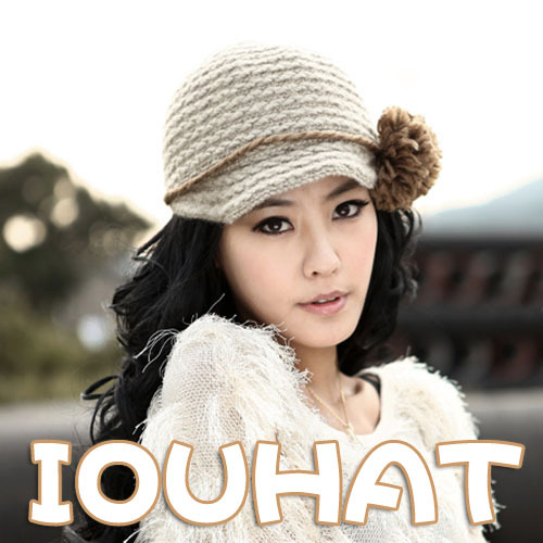 Iouhat knitted hat large brim sun-shading hat equestrian cap female autumn and winter sphere ball cap