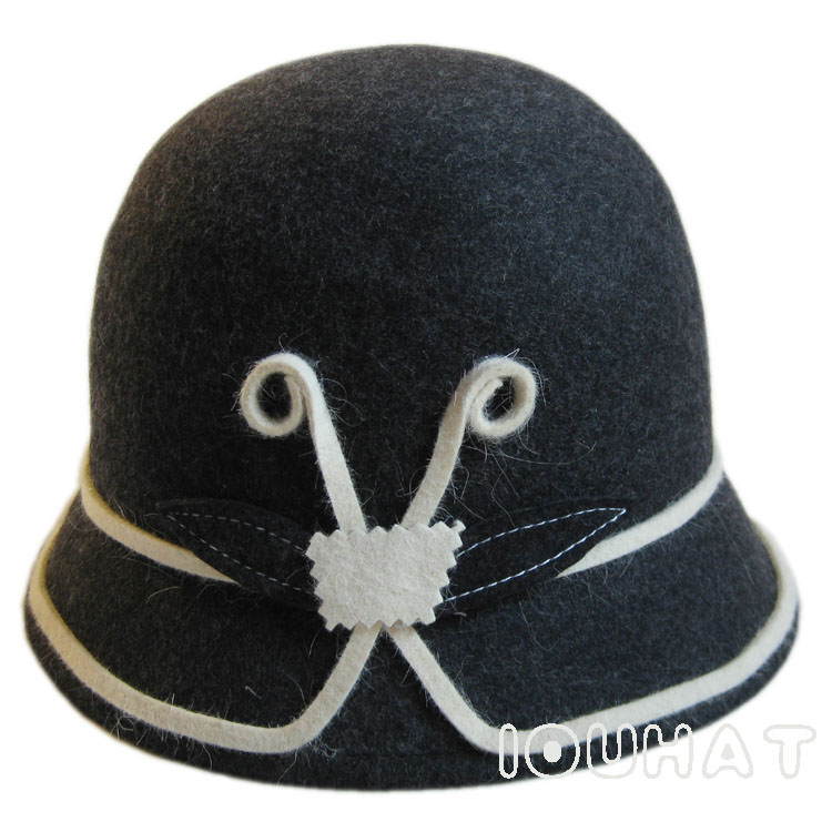 Iouhat vintage dome hat pure woolen jazz hat autumn and winter big along the cap large brim bucket hats