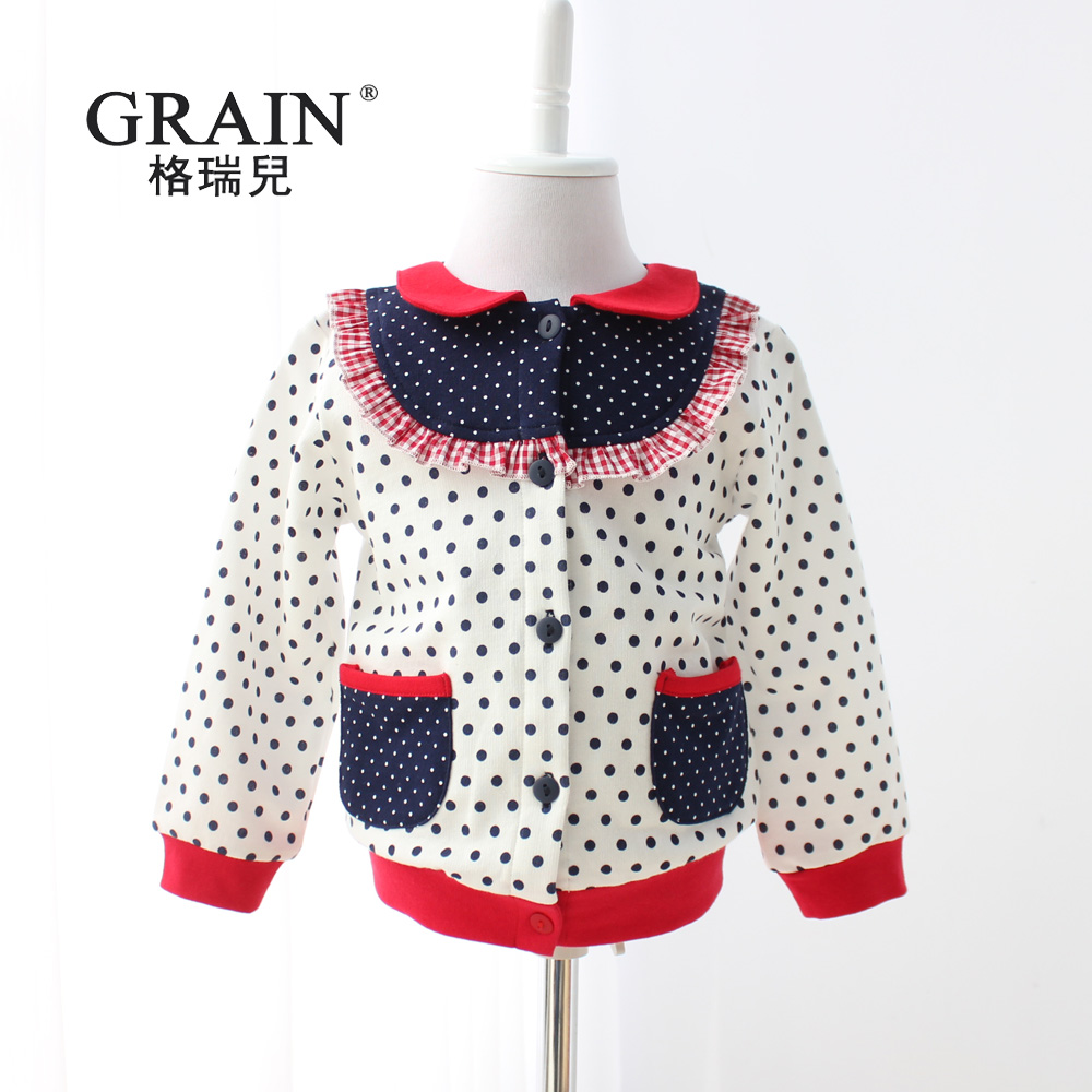 Irigaray clothing girl open front sweatshirt 2013 spring 100% cotton long-sleeve top turn-down collar thin outerwear 6049