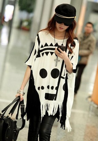 IRIS Knitting AS-053 Free Shipping Fashion Women's 2013 Skull Skeleton Cartoon Punk Style Back Hollow Out Vest Tops T-shirt Hot