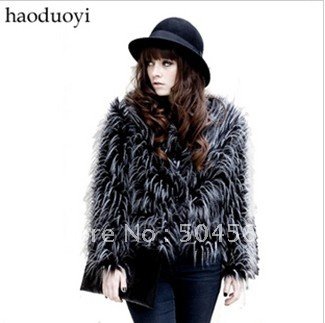 IRIS Knitting CO-010 Free Shipping,Women Peacock Fur Coat,Fashion Worm Long Sleeve Jacket,Faux Fur Clothing