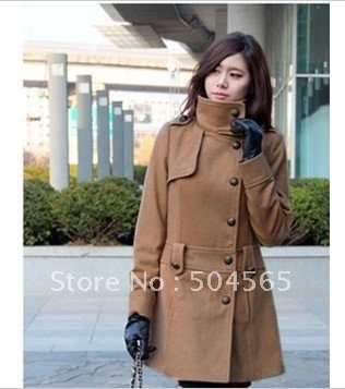 IRIS Knitting CO-083 Free Shipping Women's Wool Overcoat,Fashion Warm Tweed Coat/Jacket Casual Thench Winter Outerwear 3Colors