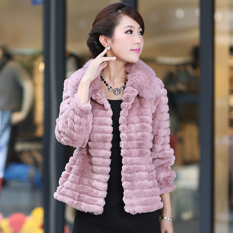 IRIS Knitting EMS FREE 2012 Winter Women's Genuine Rabbit Fur Coat /Jackets Medium-Long Outerwear Fur Coat Overwear