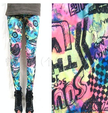 IRIS Knitting Free Shipping+5pcs/lot LG-233 Women's Fashion Printing Leggings Winter Wear Dry Stockings Skinny Pants