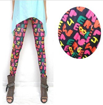 IRIS Knitting Free Shipping+5pcs/lot LG-242 Women Fashion Printing Leggings Winter Wear Dry Stockings Skinny Pants Scrawl pants