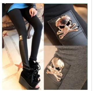 IRIS Knitting Free Shipping+5pcs/lot LG-305 Women's Fashion Skull Printing Leggings Winter Wear Dry Stockings Skinny Pants