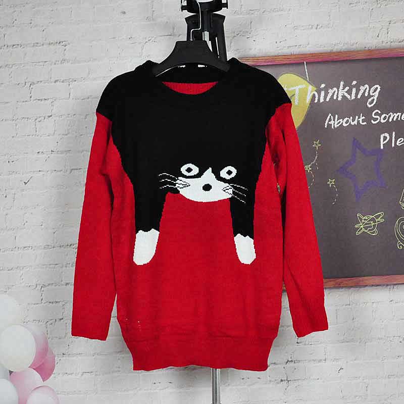 IRIS Knitting Free Shipping SW-022 Fashion Women's Cat Sweater Geometry Hoodies WInter Warm Coats Fast Delivery Best Quality