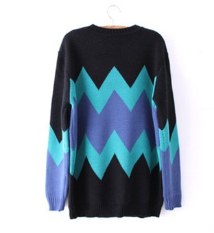 IRIS Knitting Geometry Wave Knitted Sweaters For Women Lady Casual Pullovers Plus Size Free Shipping SW-044