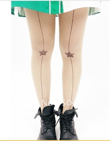 IRIS Knitting LG-030 Free Shipping,Japan Fashion Women Tattoo Leggings,Star Hand Printed Silk Stockings/Tights,Lady Pantynose